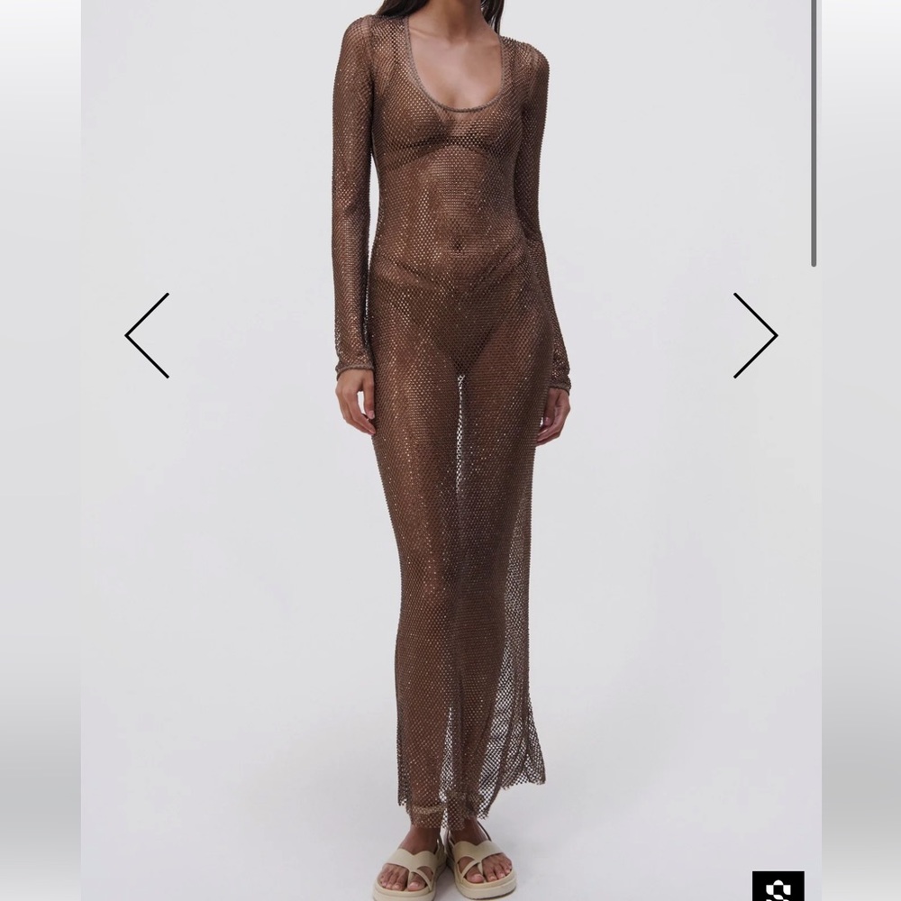 LORENZO CRYSTAL MESH COVERUP DRESS